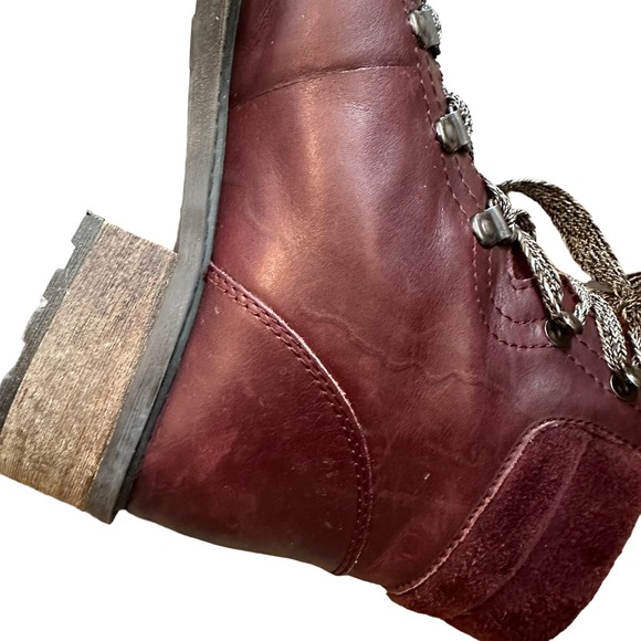 Sam Edelman | Size 7.5 Darrah Hiking Bootie Lace Up Block Heel Round Toe - Picture 9 of 13